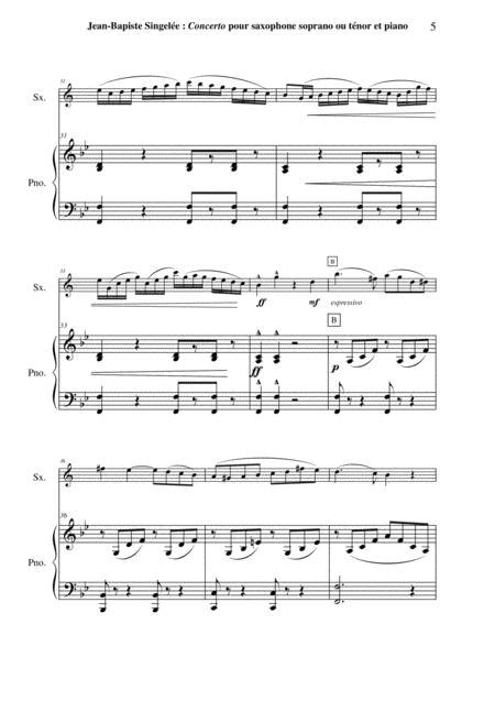 Jean-Baptiste Singelée Concerto, Opus 57 Pour Saxophone Soprano Ou Ténor Et Piano Révision Et Cadenc